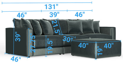 Remington - Modular Sofa And Cocktail Ottoman - Pine