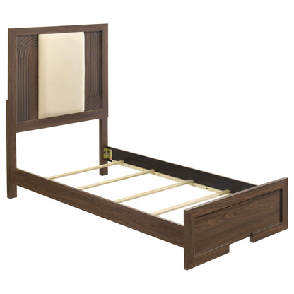 Etienne Twin Velvet Upholstered Panel Bed Walnut