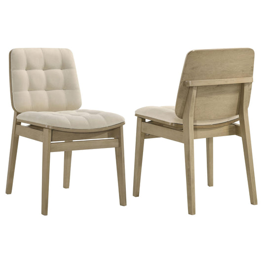 Redbridge Upholstered Side Chair Cream and Natural Oak (Set of 2)