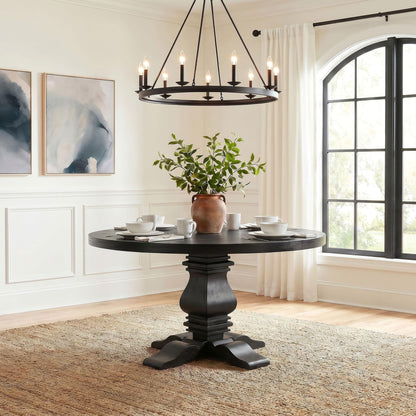 Florence Round 60-inch Pedestal Base Dining Table Black