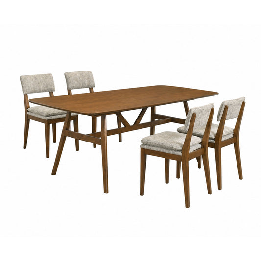 Miller - 5 Piece Set (78" Dining Table With 4 Side Chairs) - Walnut / Gray