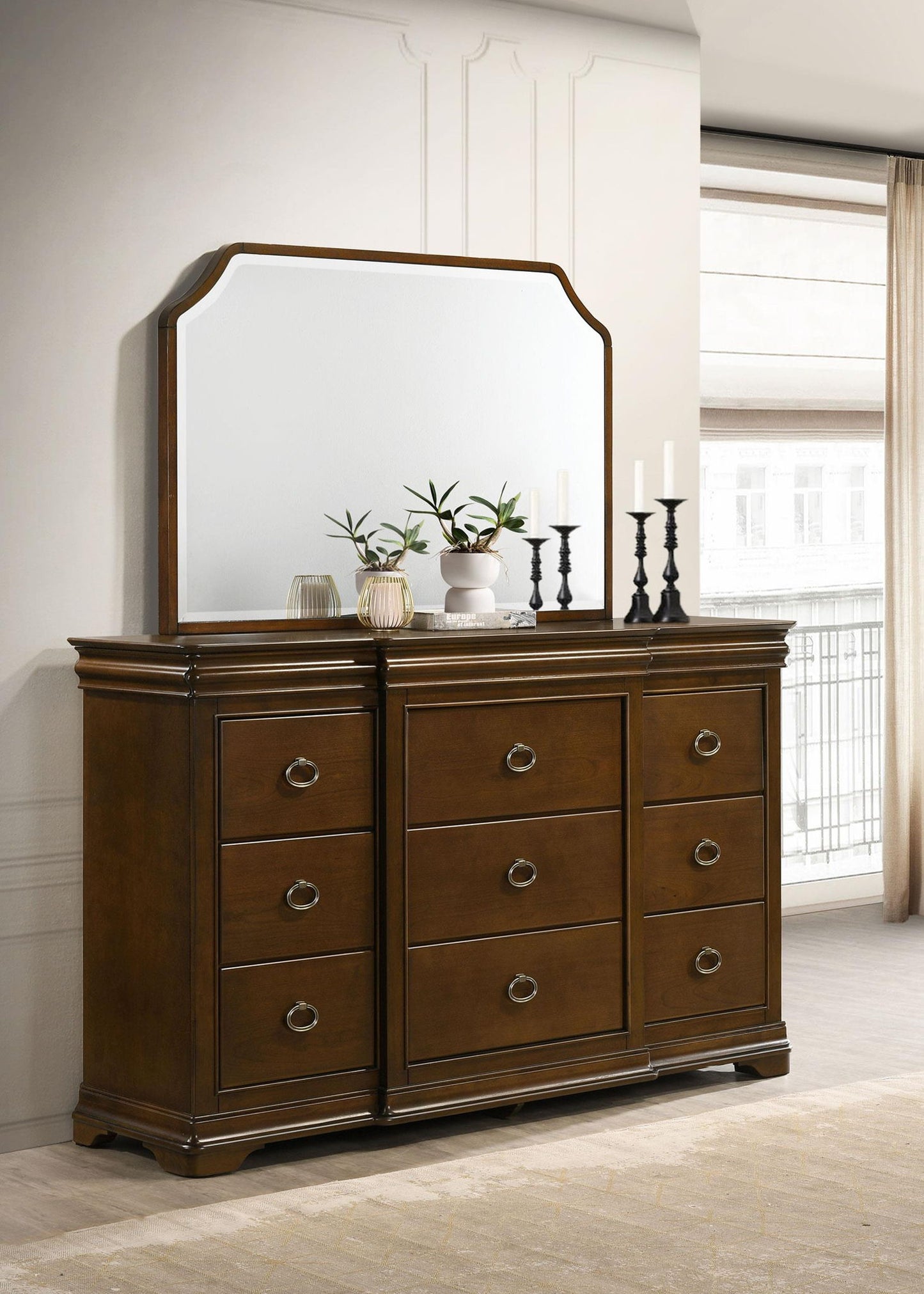Garland 9-drawer Bedroom Dresser with Mirror Brown Cherry