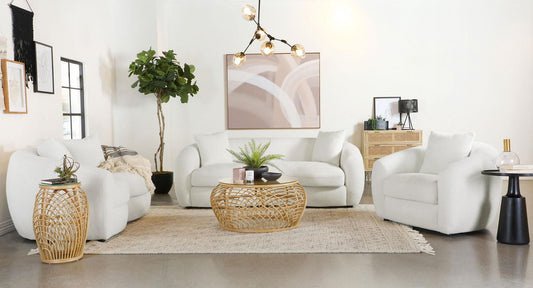 Isabella 3-piece Faux Sheepskin Upholstered Sofa Set Natural