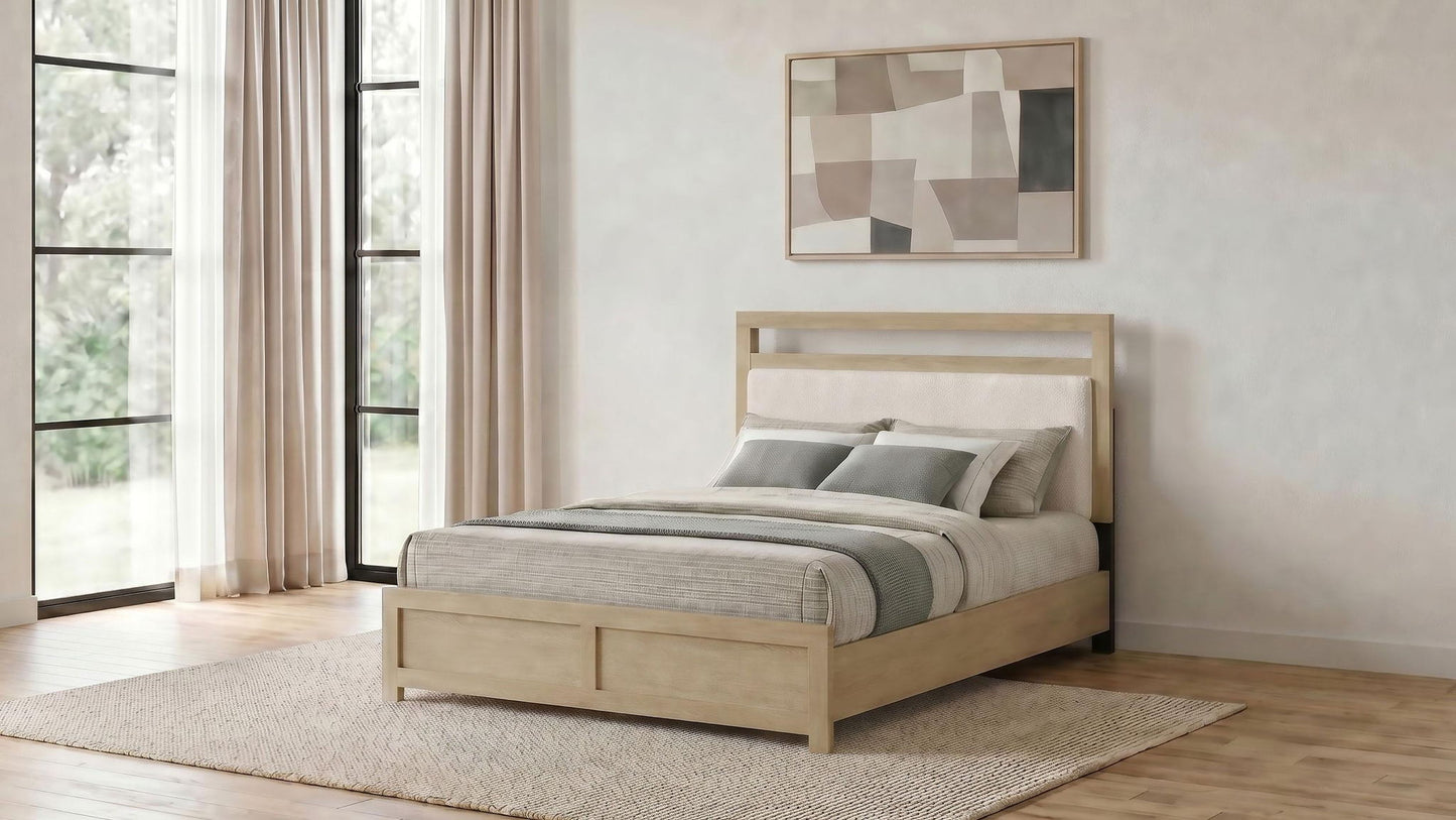 Hendricks Queen Panel Headboard Platform Bed Light Oak
