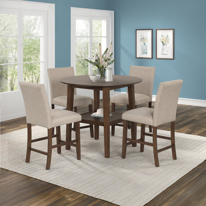 Hargrove - 5 Piece Set (42" Round Counter Table & 4 Chairs) - Brown / Beige