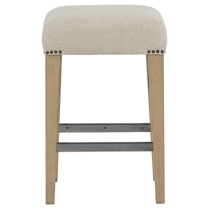 Naser Upholstered Counter Stool Beige and Light Oak (Set of 2)