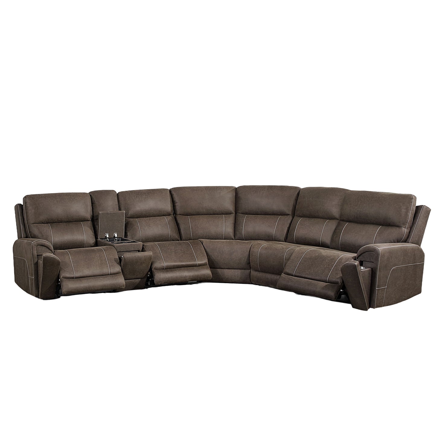 Gaia - 6 Piece P2 Power Sectional - Brown