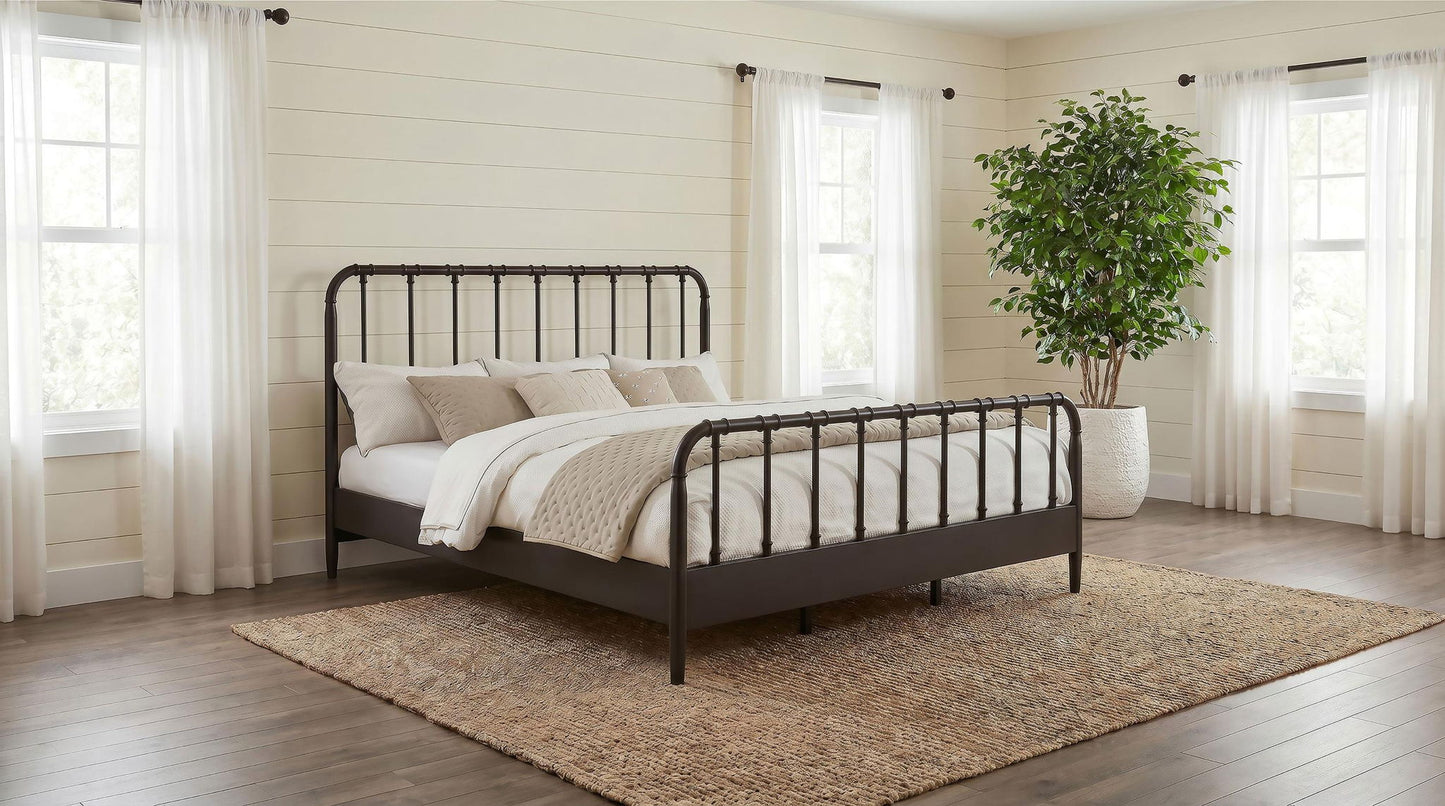 Rocco All Wood Water Pipe Open Frame Eastern King Bed Dark Bronze