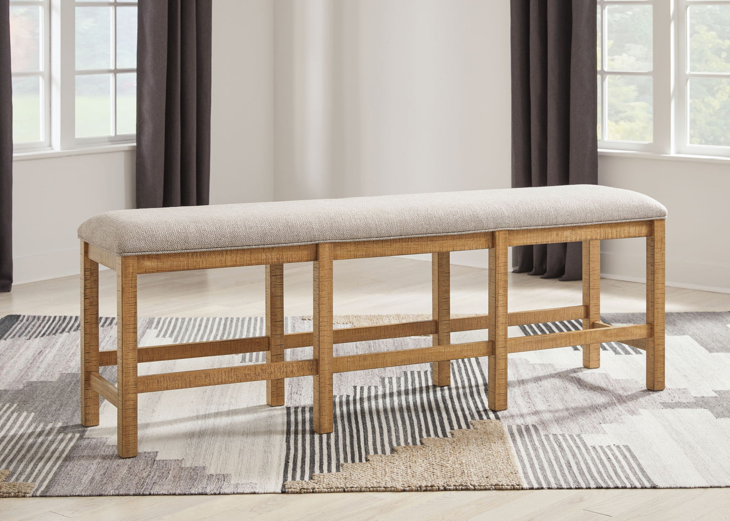Havonplane - XL Counter Height Upholstered Dining Bench - Brown
