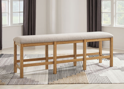 Havonplane - XL Counter Height Upholstered Dining Bench - Brown