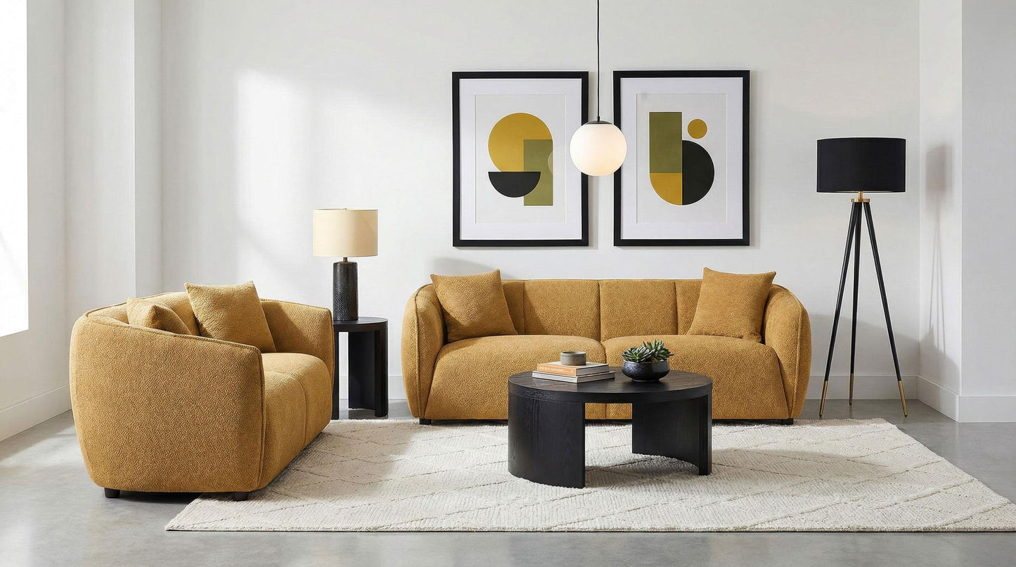 Aleisha 2-piece Fabric Upholstered Sofa Set Mustard Yellow