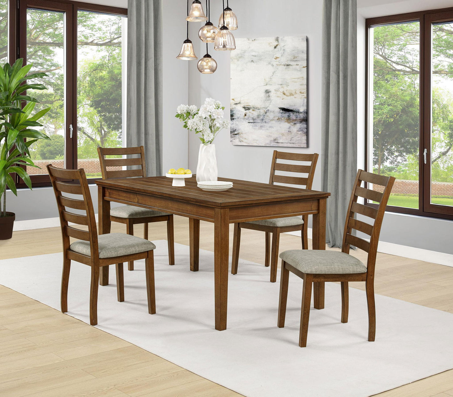Atwood 5-piece Rectangular Wood Dining Set Warm Brown