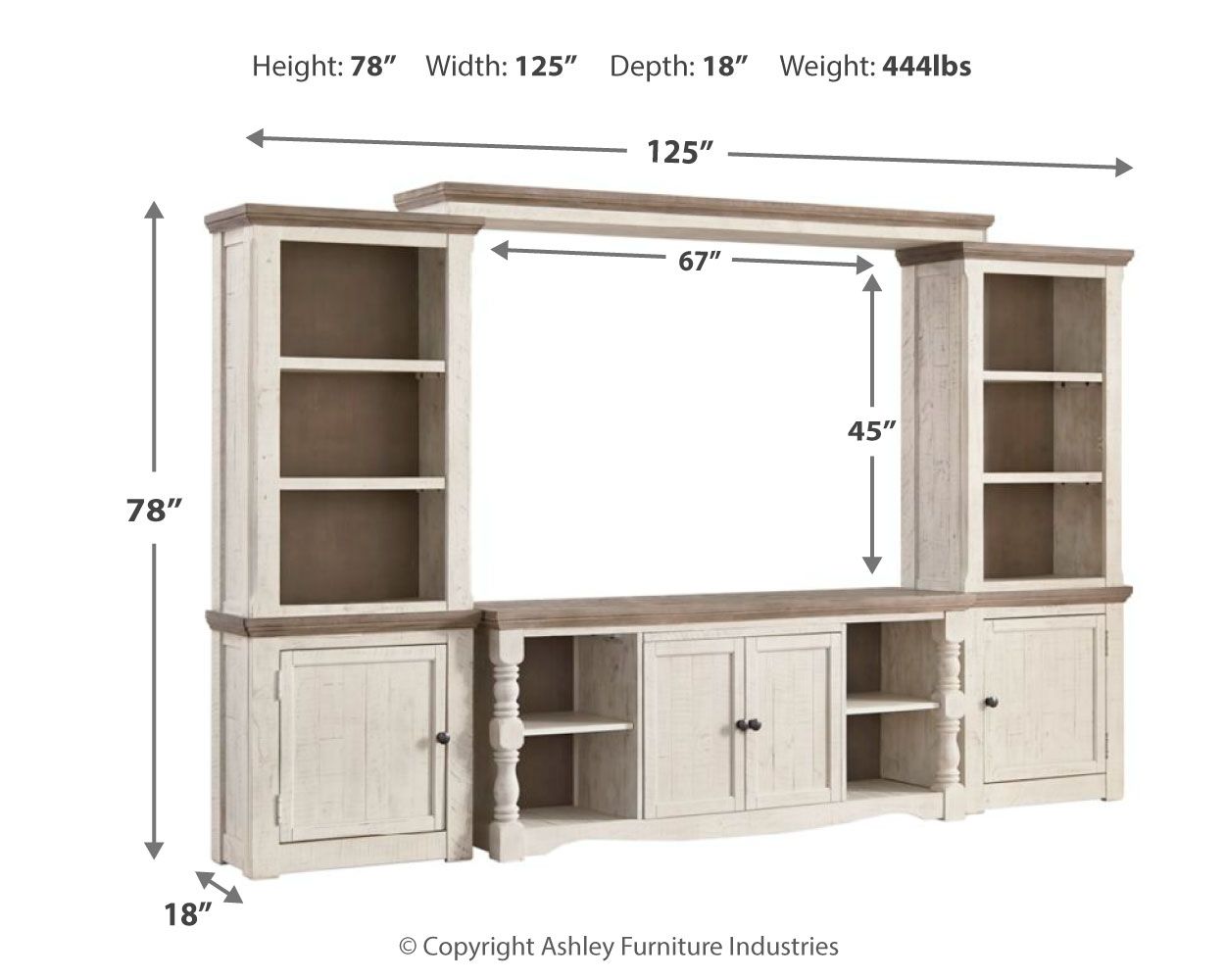 Havalance - 4 Pc. - Entertainment Center - 67" TV Stand - Brown / Beige