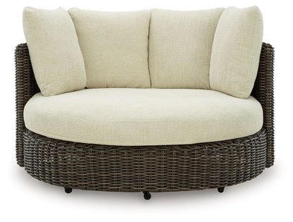 Kimora - Swivel Lounge Chair With Cushion - Beige / Dark Brown