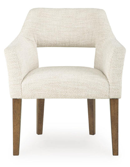 Marxmore - Dining Upholstered Arm Chair (Set of 2) - Beige / Brown