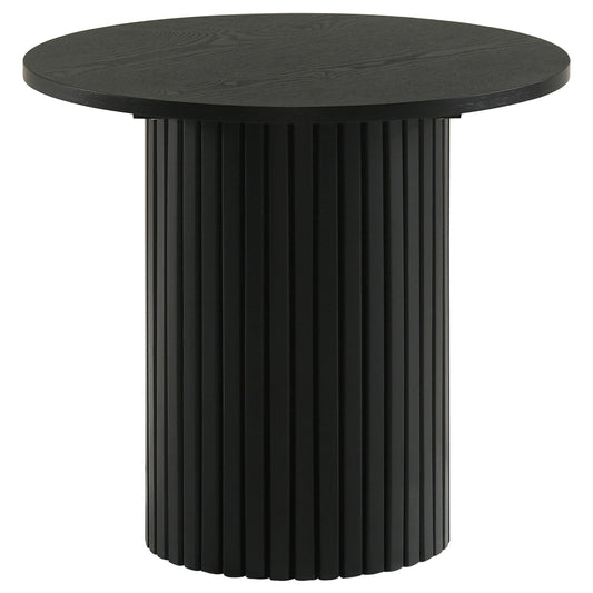 Hamlyn Round Fluted Occasional Side End Table Black