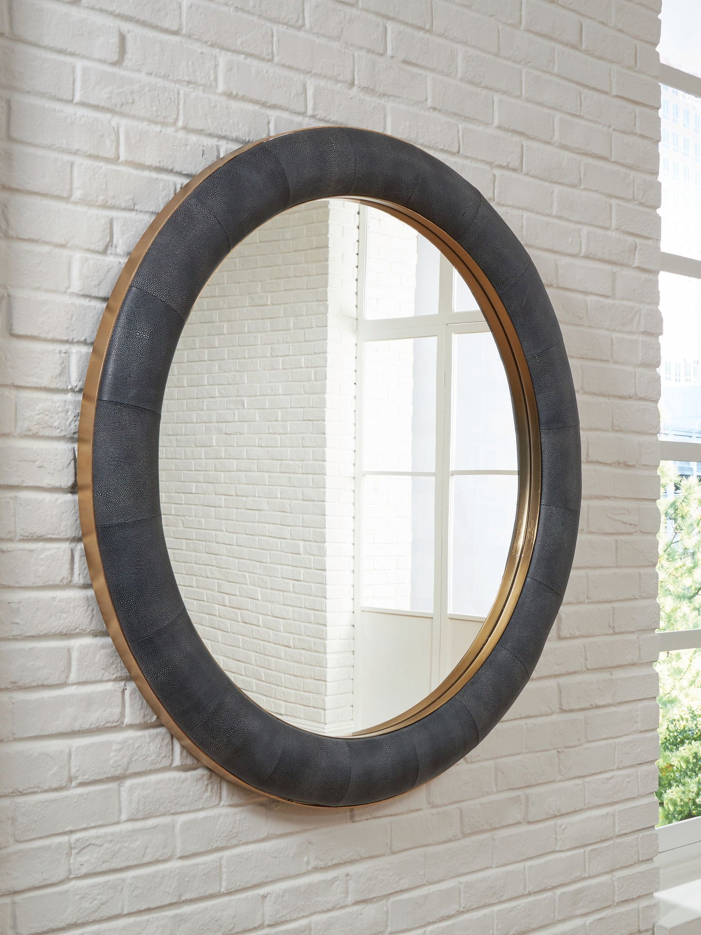 Corinsworth - Accent Mirror - Charcoal / Brass Finish