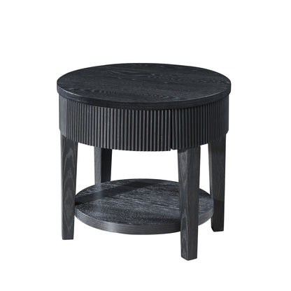 Tate - Round One Drawer End Table - Black