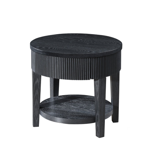 Tate - Round One Drawer End Table - Black