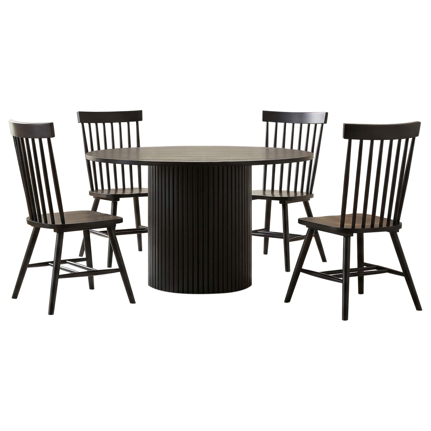 Hamlyn 5-piece Round Wood Dining Set Black