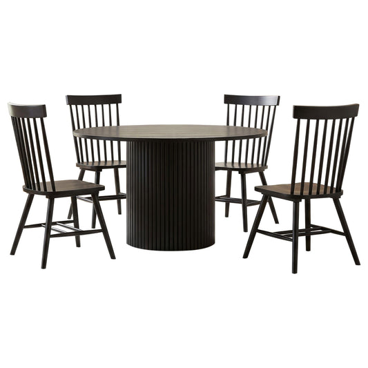 Hamlyn 5-piece Round Wood Dining Set Black