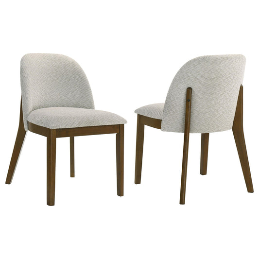 Mueller Upholstered Dining Side Chair Brown and Beige (Set of 2)