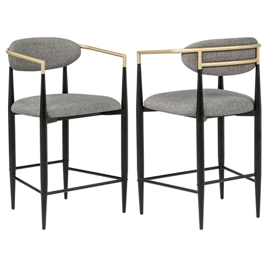 Tina Fabric Upholstered Counter Chair Grey (Set of 2)