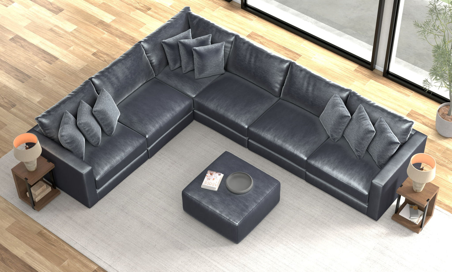 Remington - Modular Sofa And Cocktail Ottoman - Slate