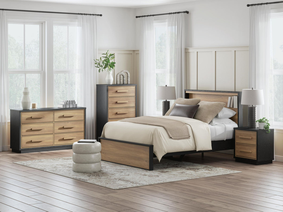 Kozmour - Five Drawer Chest - Black / Brown