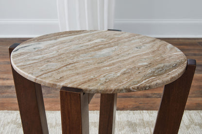 Tanidore - Round End Table - Warm Brown