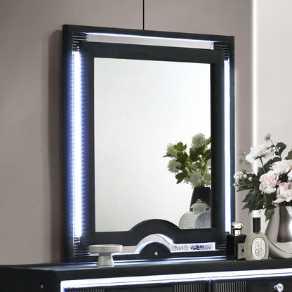 Ravenne Velvet Upholstered LED Dresser Mirror Black