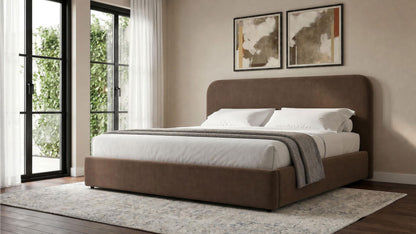 Anders Upholstered Eastern King Storage Lift Platform Bed Chocolate