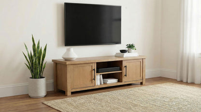 Beasley 2-Door 71-Inch Wood TV Stand Media Console Golden Oak