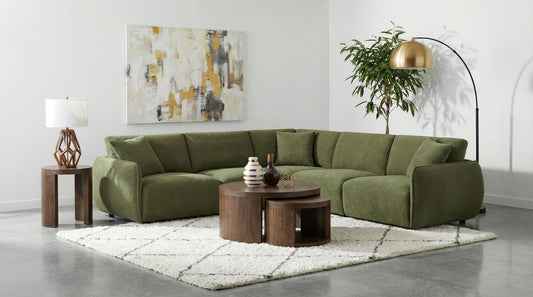Elysia 5-piece Fabric Upholstered Modular Sectional Sofa Green
