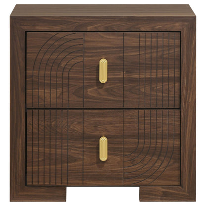 Etienne 2-drawer Nightstand Bedside Table Walnut