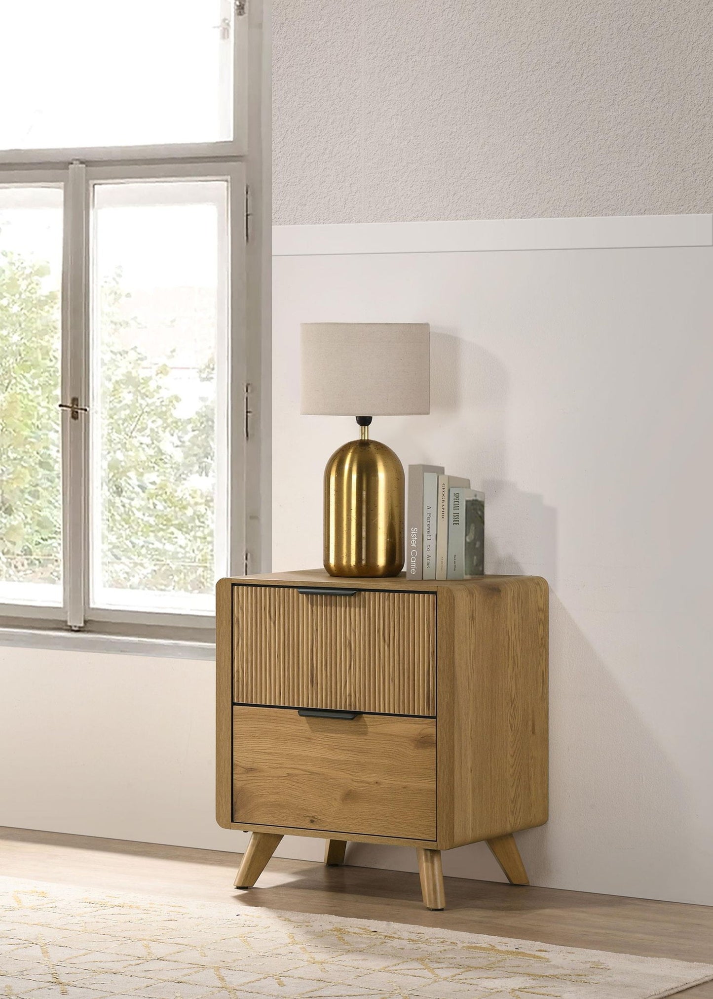 Bennett 2-drawer Bedroom Nightstand Bedside Table Light Oak