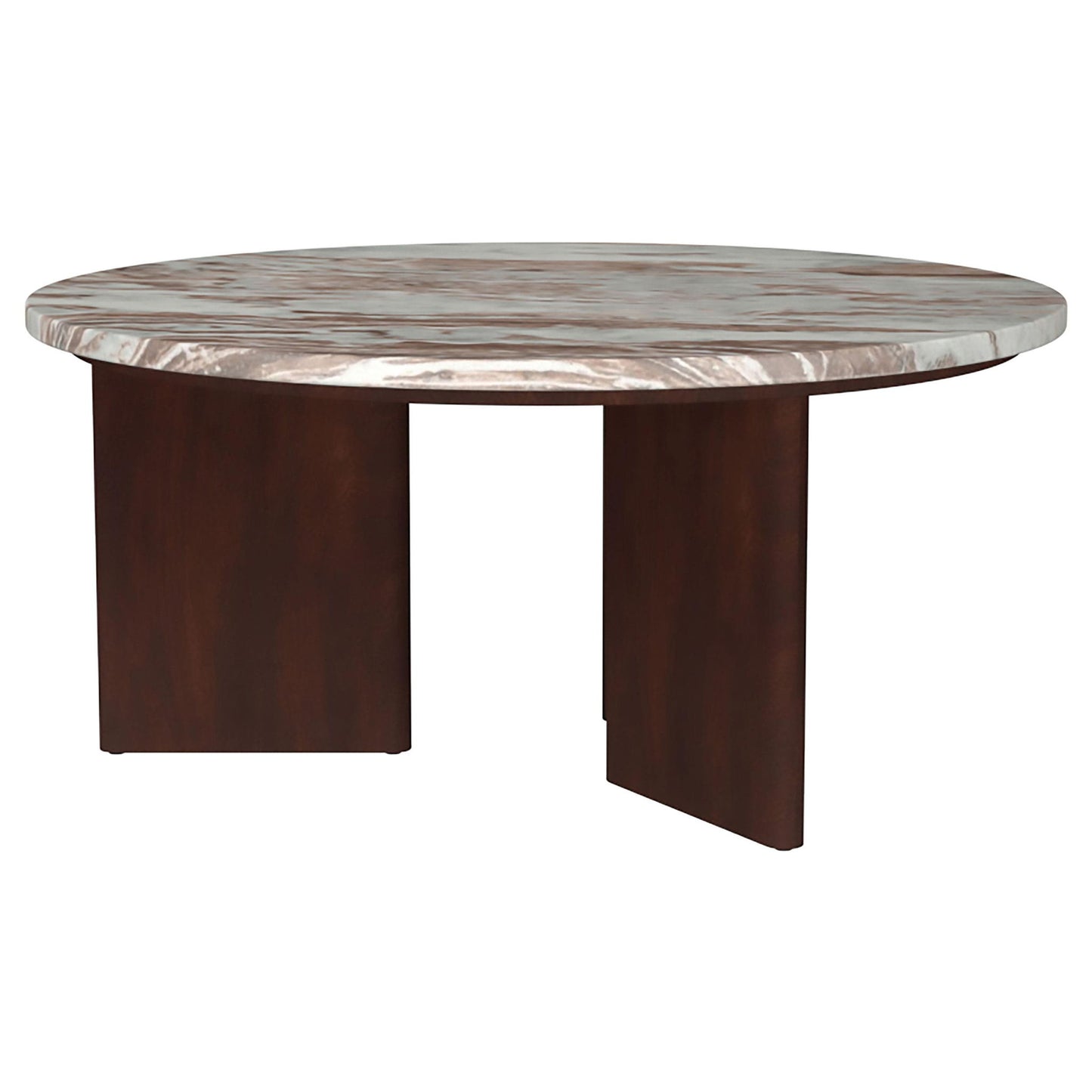 Jenna 35-inch Round Marble Top Cocktail Coffee Table Brown