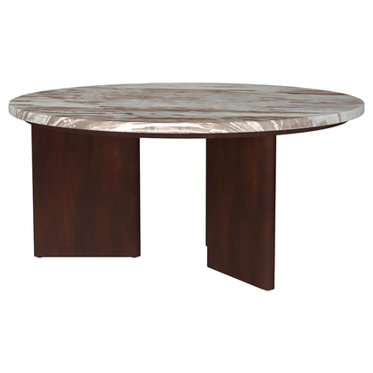 Jenna 35-inch Round Marble Top Cocktail Coffee Table Brown