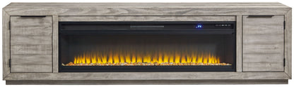 Naydell - 92" TV Stand With Wide Fireplace Insert - Gray