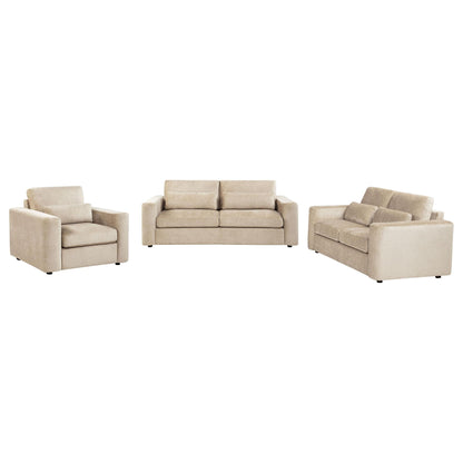 Amador 3-piece Chenille Upholstered Track Arm Sofa Set Camel