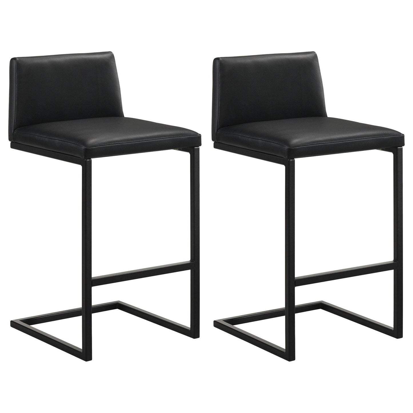 Vardon Genuine Leather Bar Stool Black (Set of 2)