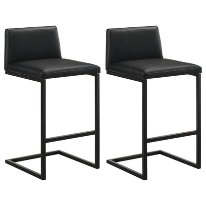 Vardon Genuine Leather Bar Stool Black (Set of 2)