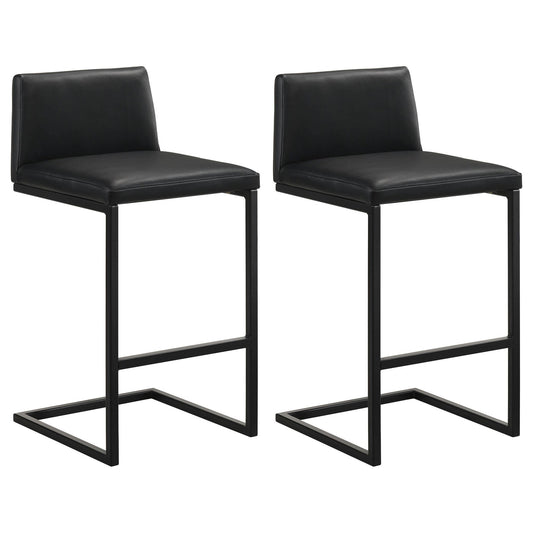 Vardon Genuine Leather Bar Stool Black (Set of 2)