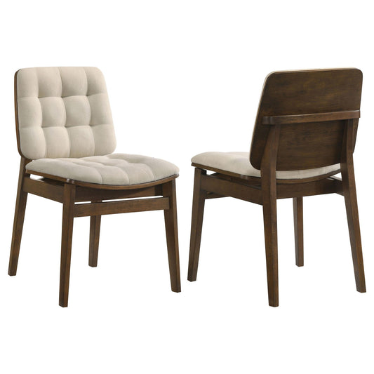 Redbridge Upholstered Side Chair Cream and Walnut (Set of 2)