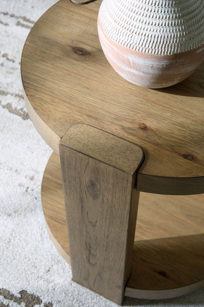 Flangren - Round End Table - Light Brown