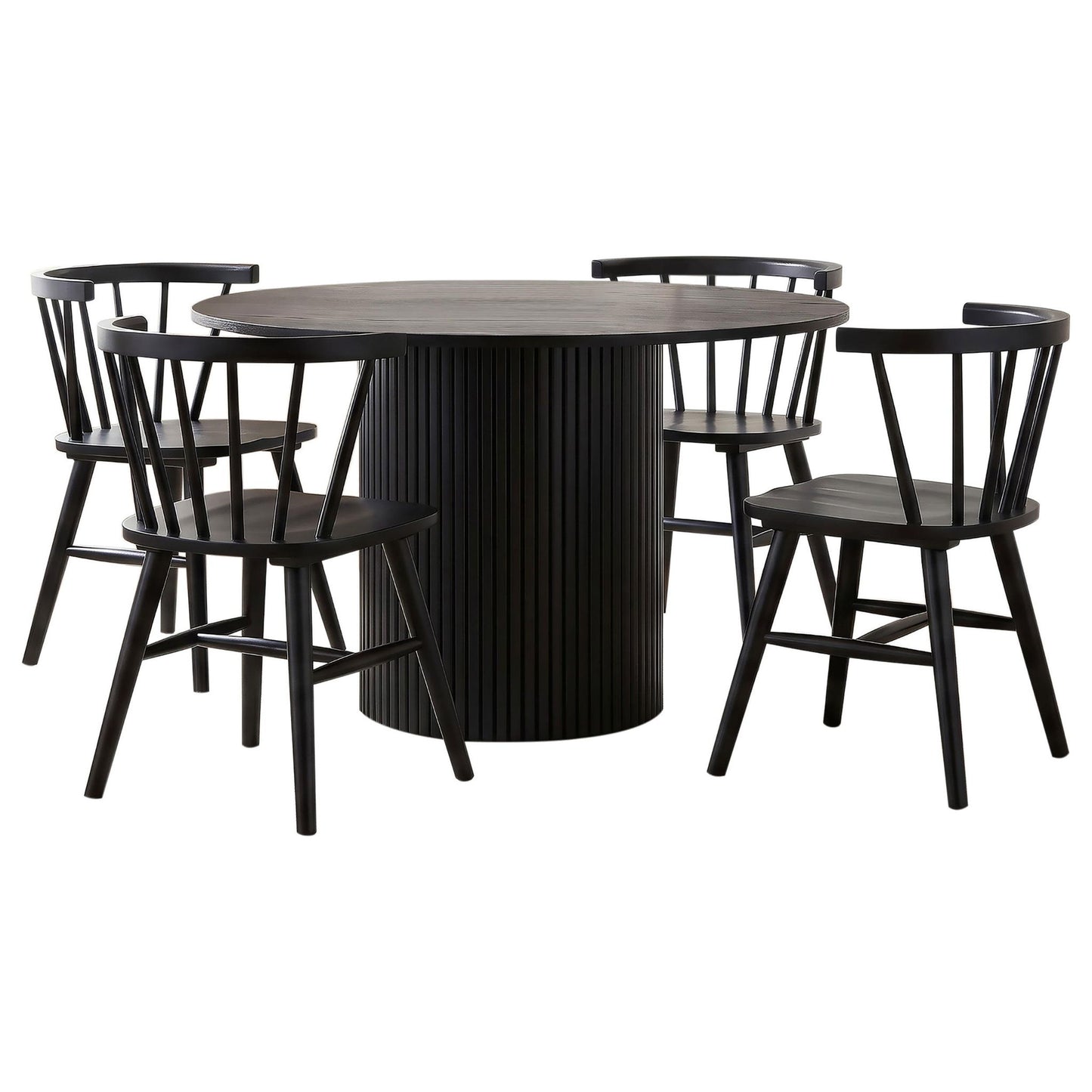 Hamlyn 5-piece Round Wood Dining Set Black