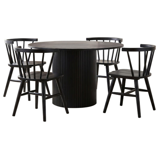 Hamlyn 5-piece Round Wood Dining Set Black
