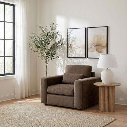 Amador Chenille Upholstered Track Arm Accent Chair Chocolate