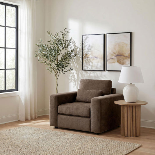 Amador Chenille Upholstered Track Arm Accent Chair Chocolate