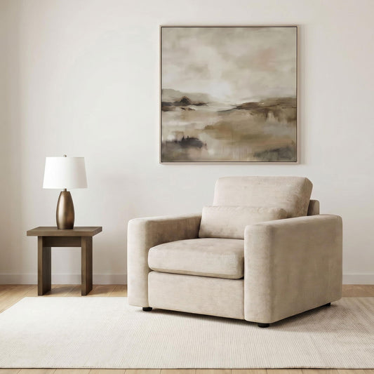 Amador Chenille Upholstered Track Arm Accent Chair Camel